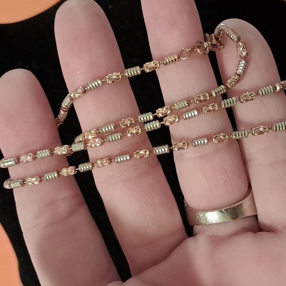 Jewelry - Bar Chain Italian 14kt Rose Gold Over 925 Sterling Silver Necklace.